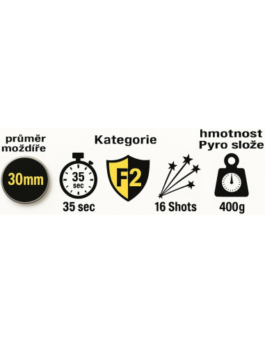 Ohňostroj 16 ran CRACKLING COMET TAIL TO CRACKLING PALM + GREEN STROBE PEONY