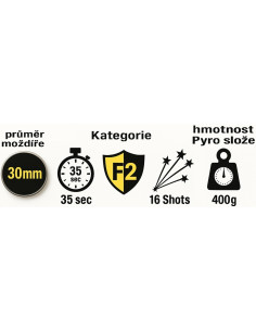 Ohňostroj 16 ran BROCADE TAIL TO BROCADE CROWN GLITTERING PISTIL 2